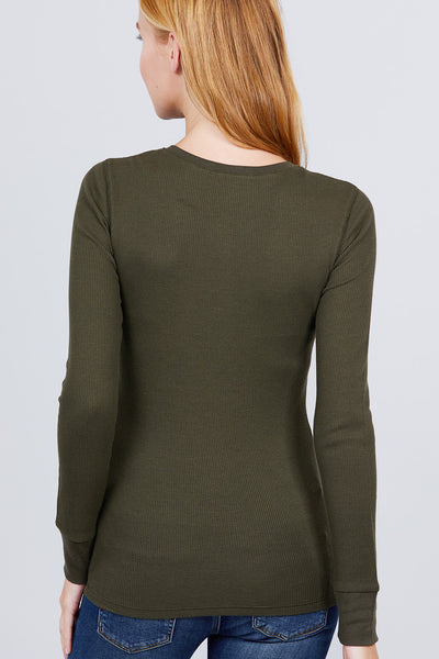 Long Slv Henley Thermal Top