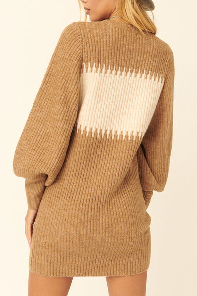 A Ribbed Knit Sweater Mini Dress