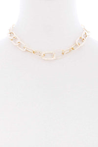 Flat Metal Chain Short Necklace