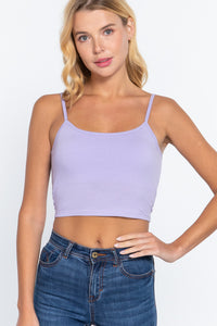 Round Neck W/removable Bra Cup Cotton Spandex Bra Top