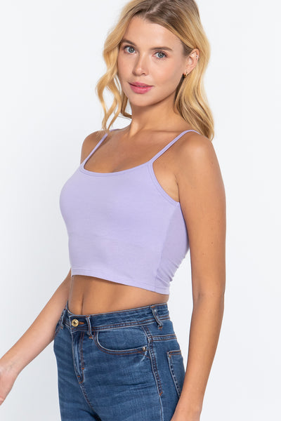 Round Neck W/removable Bra Cup Cotton Spandex Bra Top