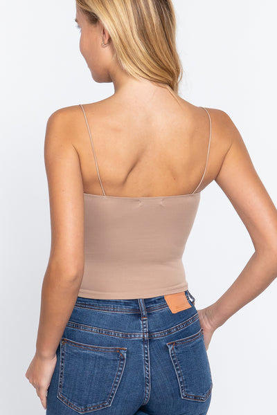 Elastic Strap Two Ply Dty Brushed Knit Cami Top