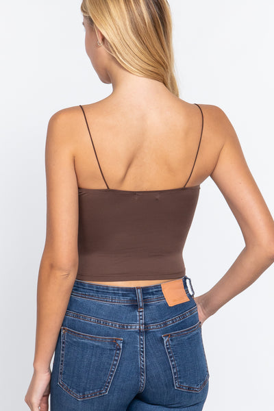 Elastic Strap Two Ply Dty Brushed Knit Cami Top