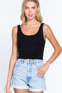 Scoop Neck 2 Ply Crop Tank Top