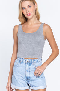 Scoop Neck 2 Ply Crop Tank Top