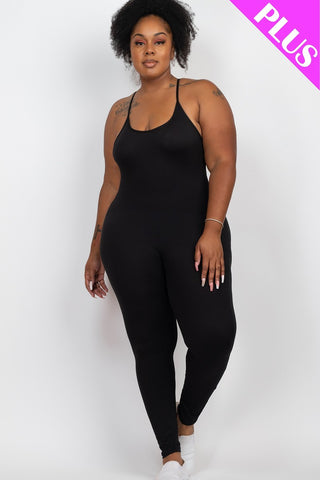 Plus Size Solid Bodycon Cami Jumpsuit