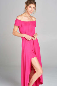 Off Shoulder Solid Jersey Romper Maxi