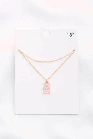 2lyd Teddy Bear Pendant Necklace With Color