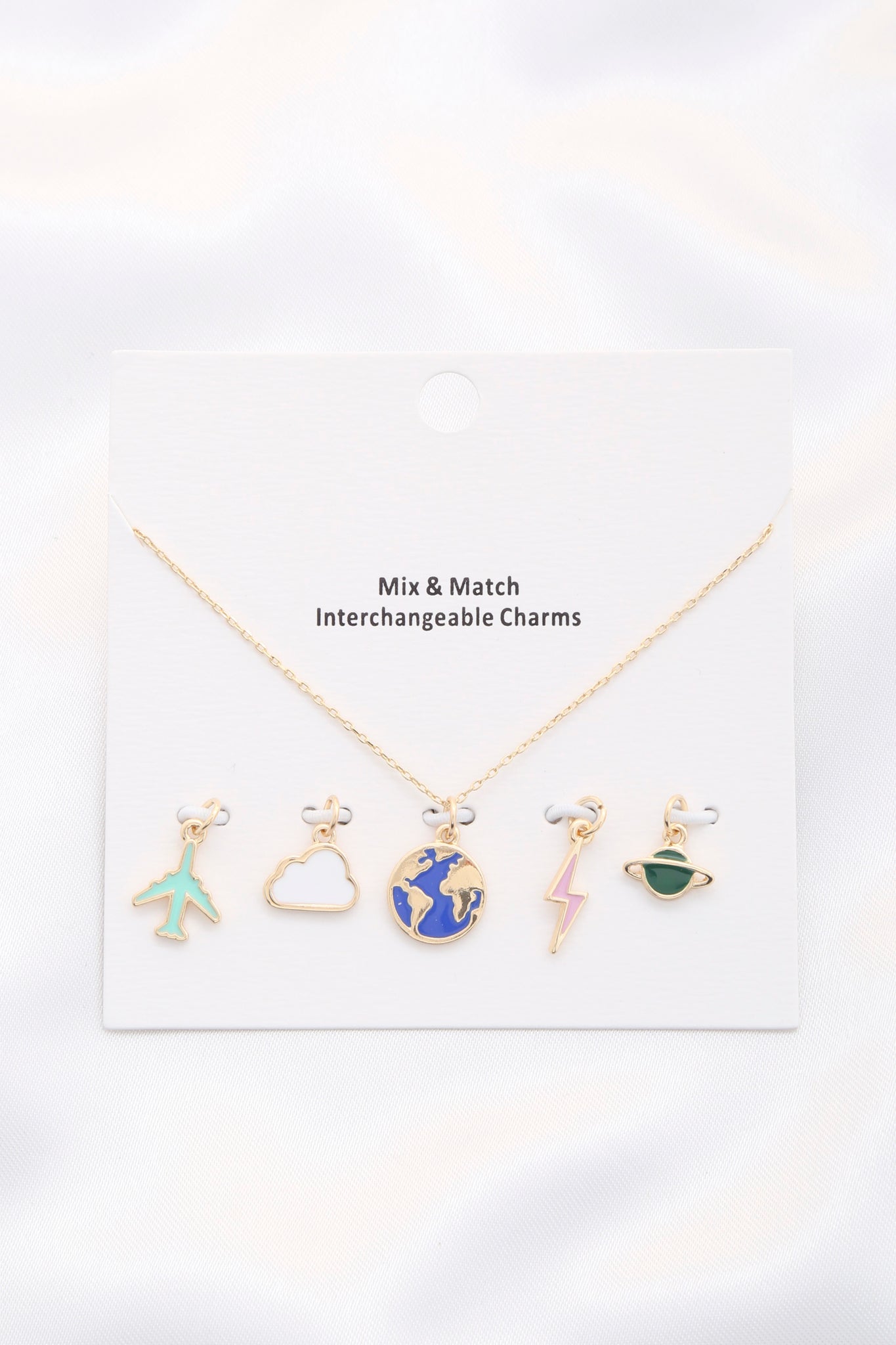 World Airplane Mix And Match Interchangable Charm Necklace