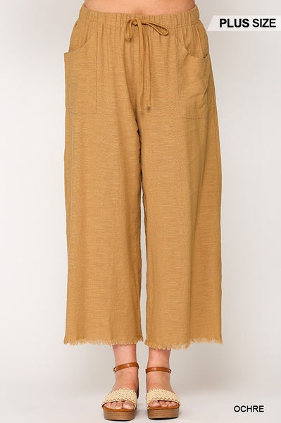 Frayed Wide Leg Pants With Pockets