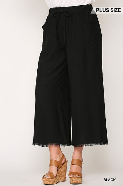 Frayed Wide Leg Pants With Pockets