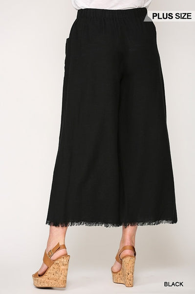 Frayed Wide Leg Pants With Pockets