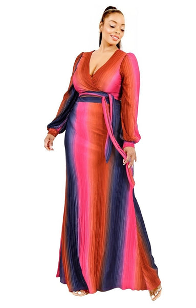 Plus Gradient Stripe 2 Piece Maxi Skirt Set