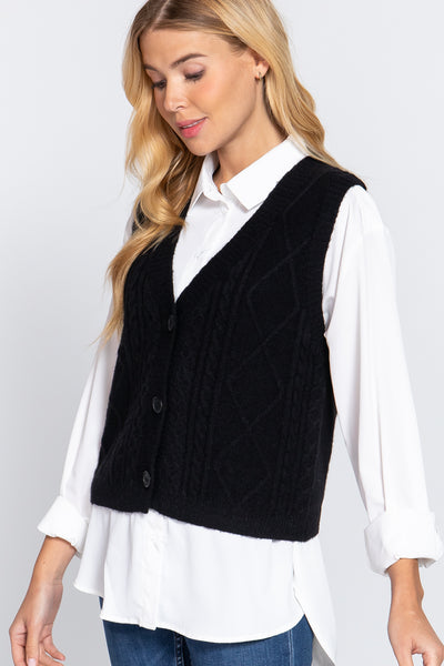 V-neck Cable Sweater Vest Cardigan