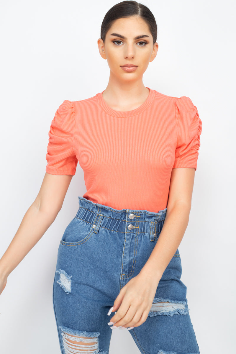 Short Ruching Sleeve Top