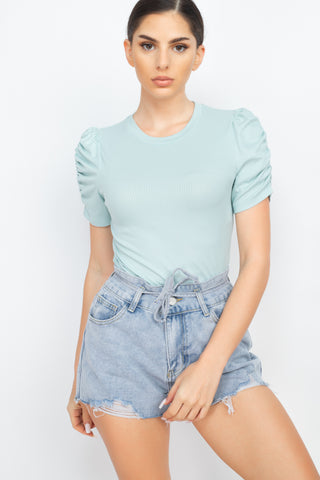 Short Ruching Sleeve Top