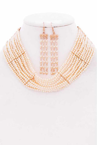 Pearl Choker And Earrings Set