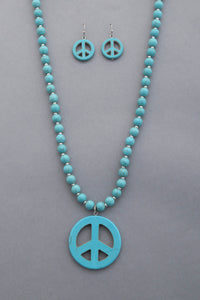 Peace Sign Pendant Beaded Necklace