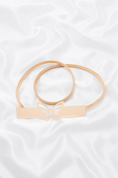 Plain Butterfly Bar Metal Stretch Elastic Belt