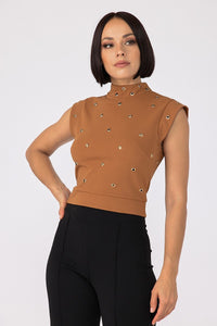 Eyelet Designed Fashion Short Top