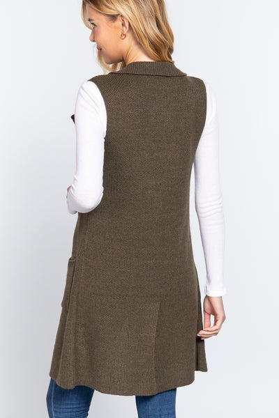 Sleeveless Long Sweater Vest