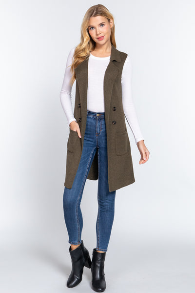 Sleeveless Long Sweater Vest