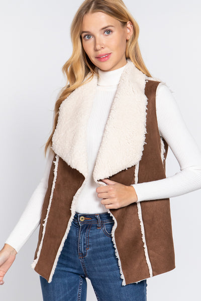 Shawl Faux Suede Fur Bonded Vest