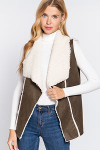 Shawl Faux Suede Fur Bonded Vest