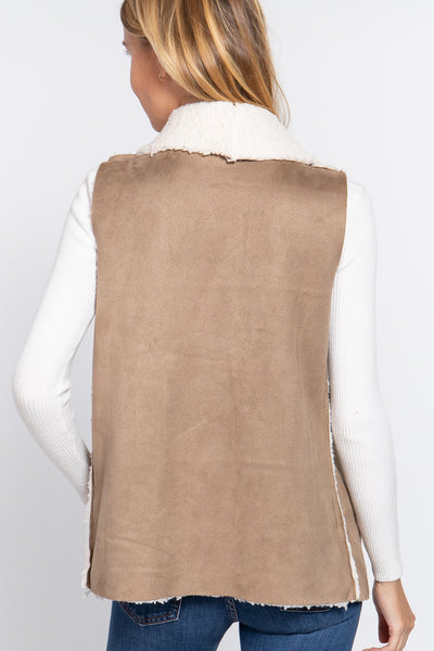 Shawl Faux Suede Fur Bonded Vest