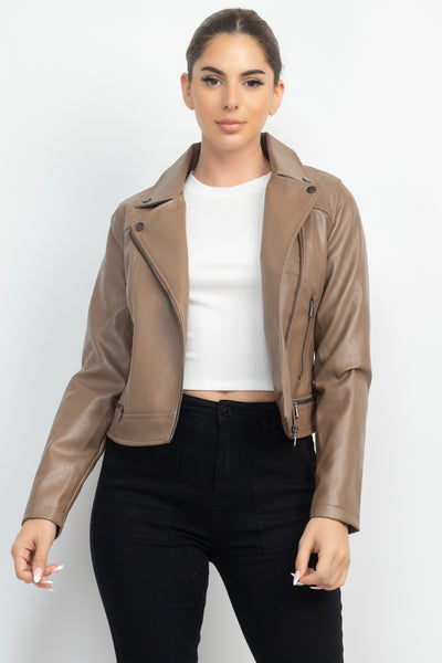 Zippered Notch Lapel Rider Jacket