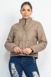 Mock Neck Quilted Jacket