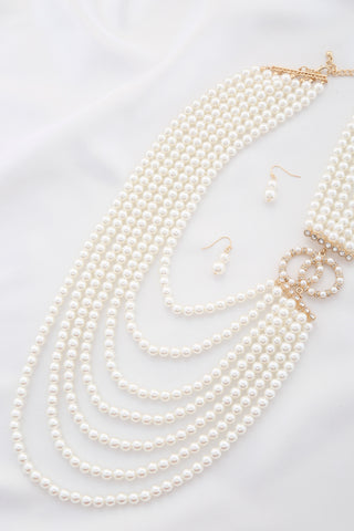 Double Pearl Bead Layered Necklace