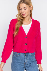 Long Slv V-neck Sweater Cardigan