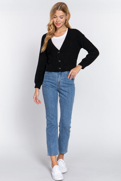 Long Slv V-neck Sweater Cardigan