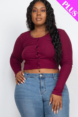 Plus Size Button Up Cropped Top