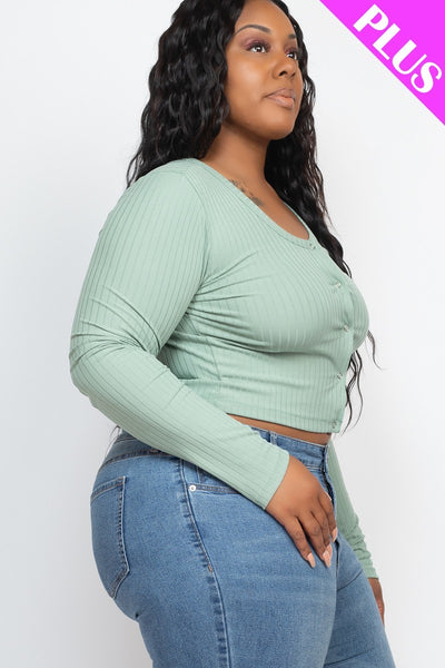 Plus Size Button Up Cropped Top