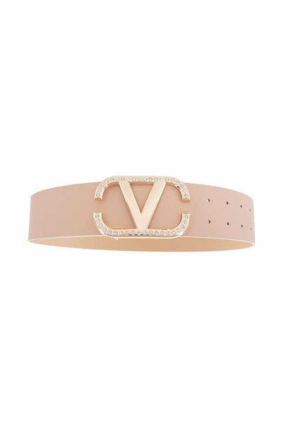 Angled Rhinestone Inverted V Buckle Belt